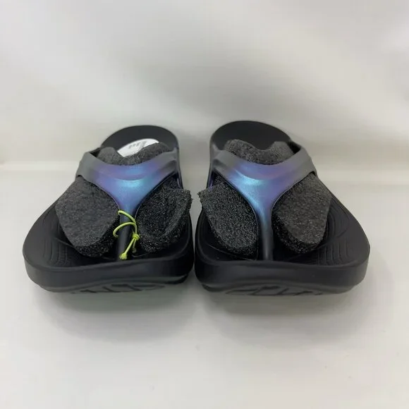 Oofos Oolala Comfort Recovery Slide Sandals Black Iridescent Women's Size 8 - Picture 3 of 8